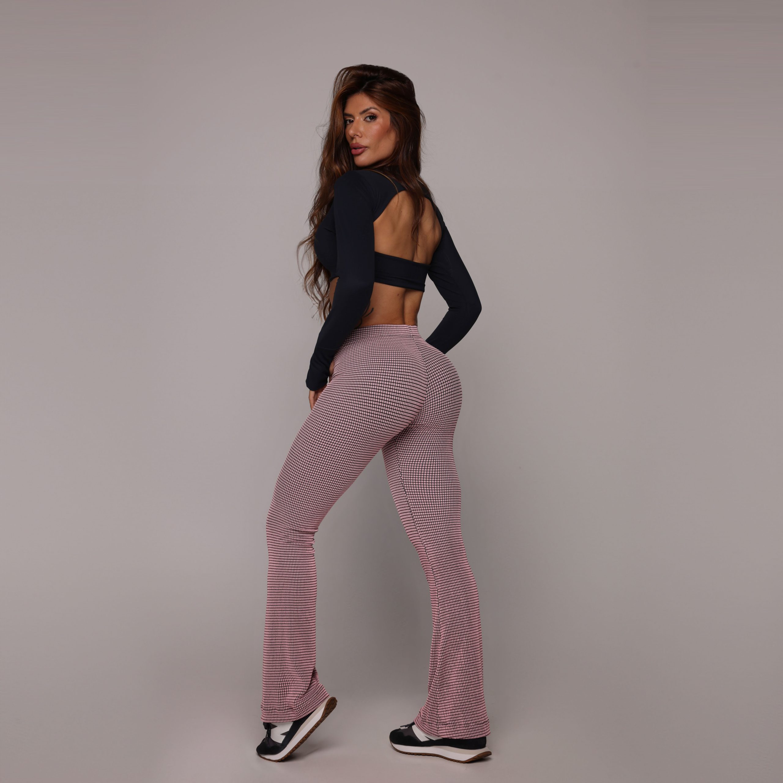 CALÇA FLARE JACQUARD CONFORT TWEED ROSÊ - Imagem 6