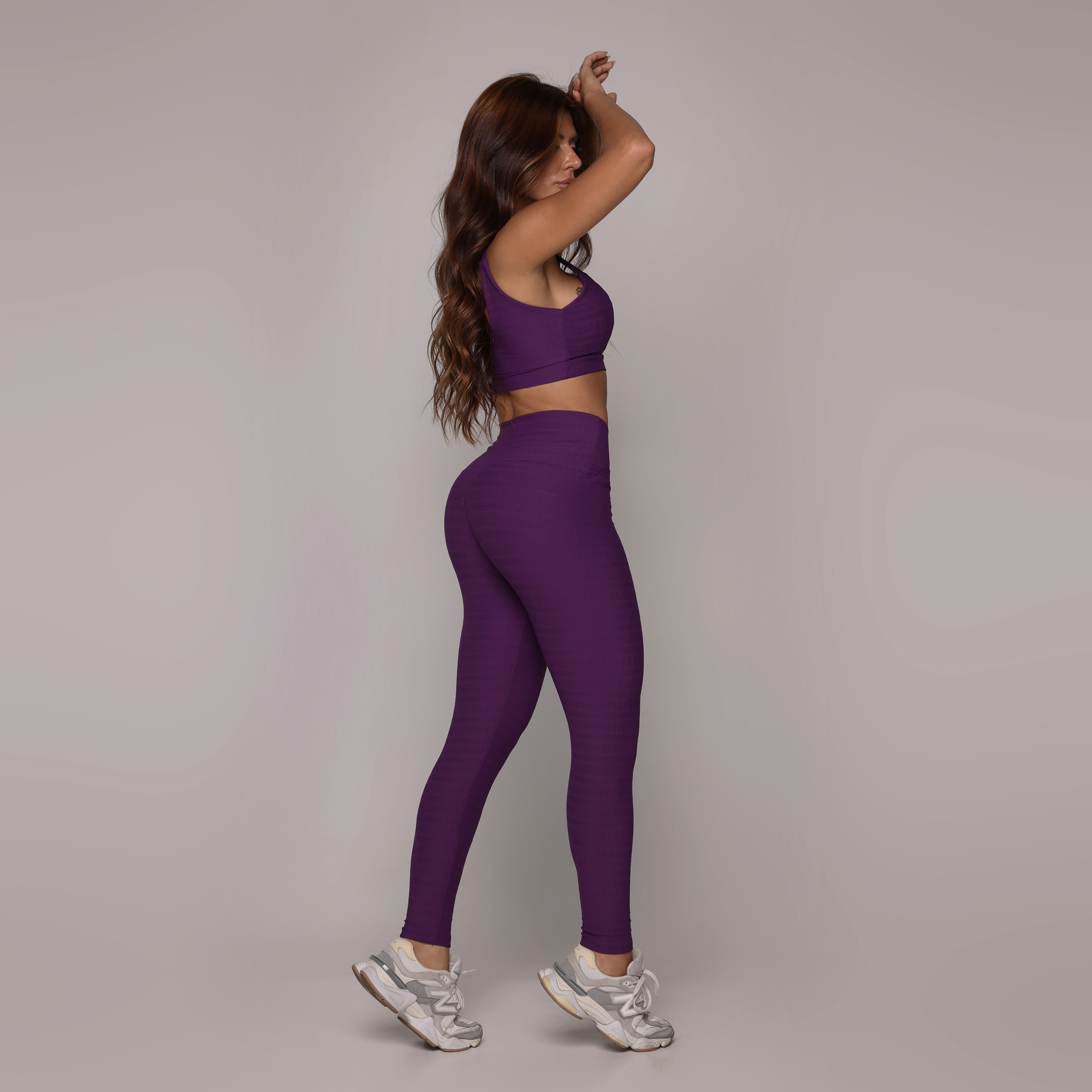 LEGGING SENSE JACQUARD FLOWERS PURPLE - Imagem 3