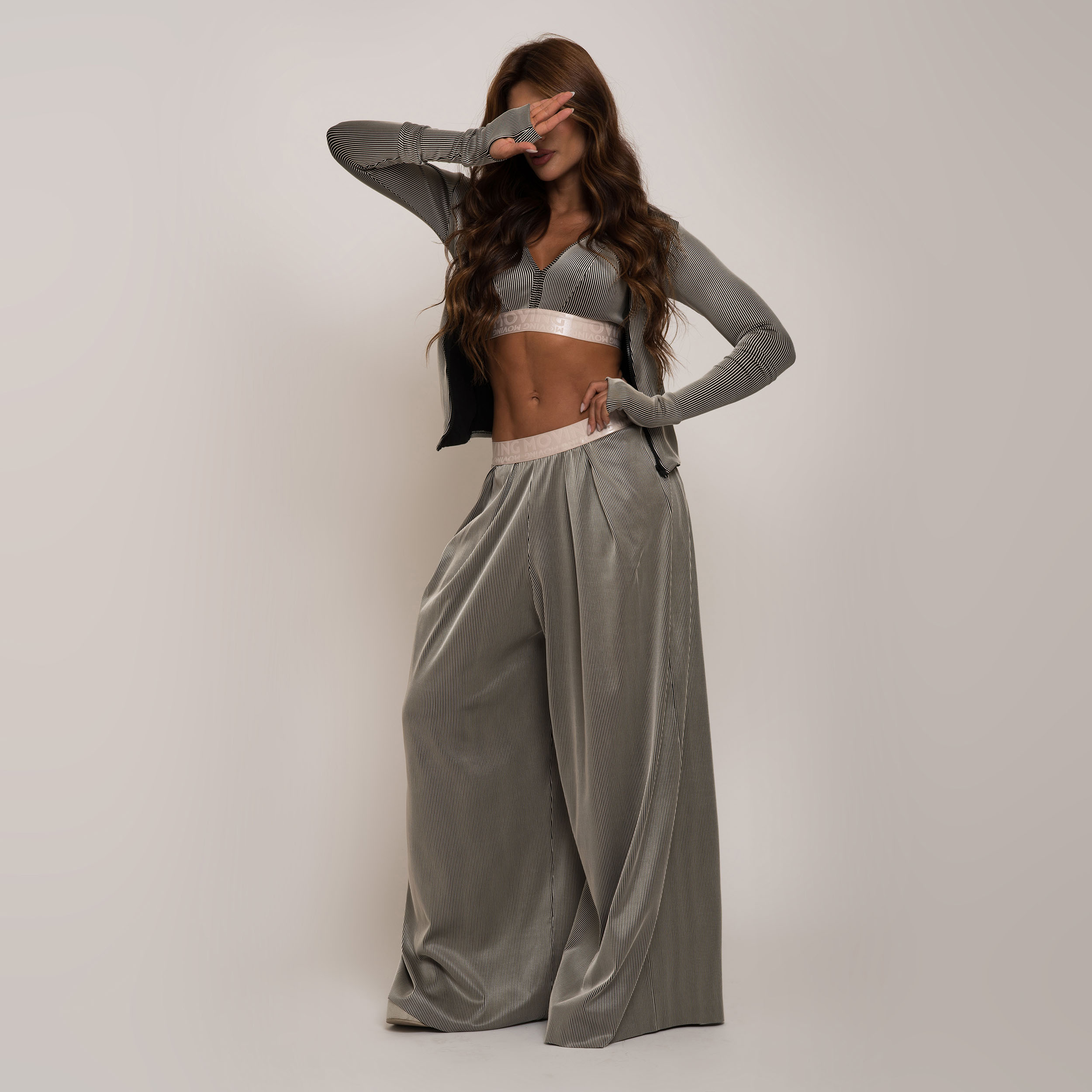 CALÇA PANTALONA JACQUARD LINES OFF-WHITE - Imagem 4