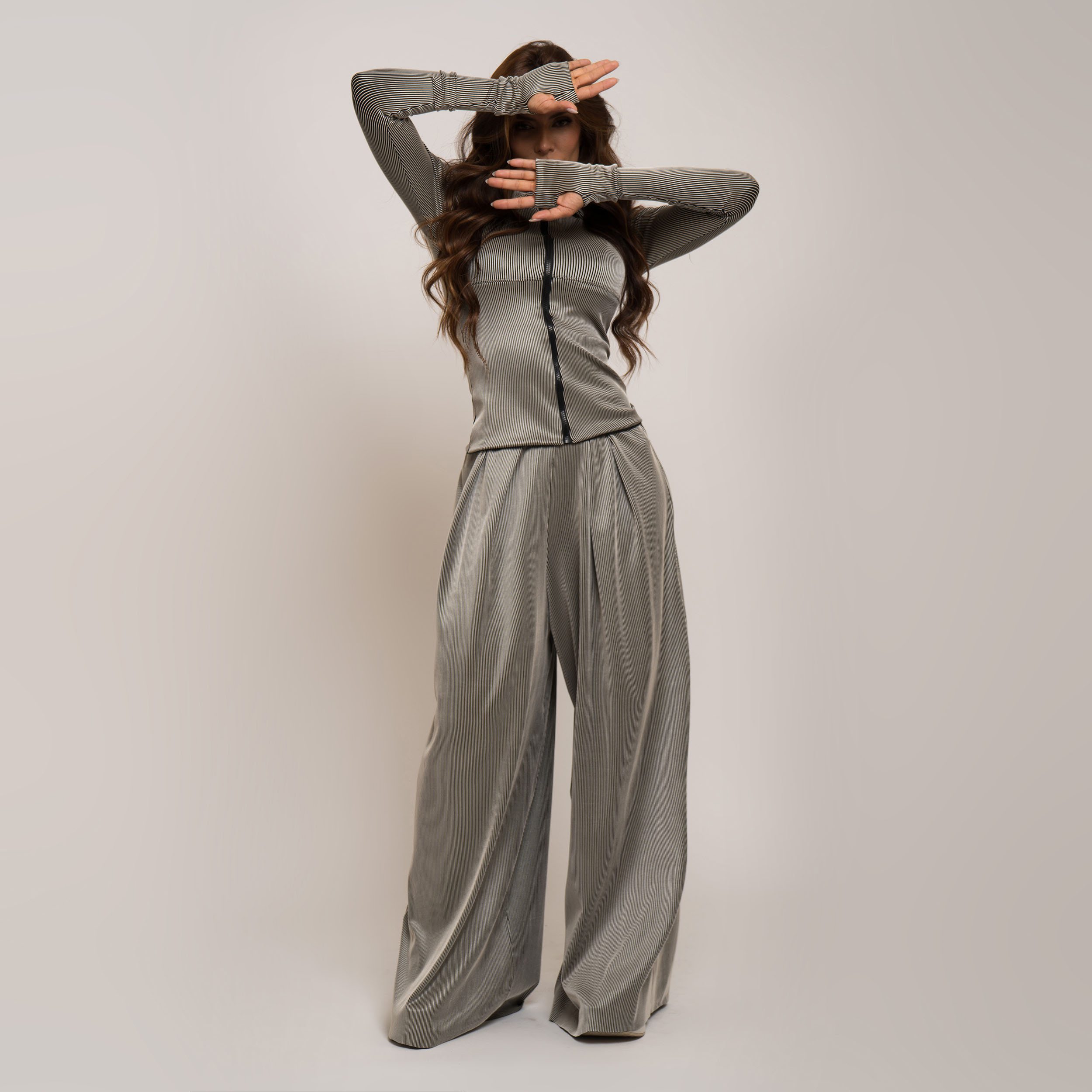 CALÇA PANTALONA JACQUARD LINES OFF-WHITE - Imagem 5