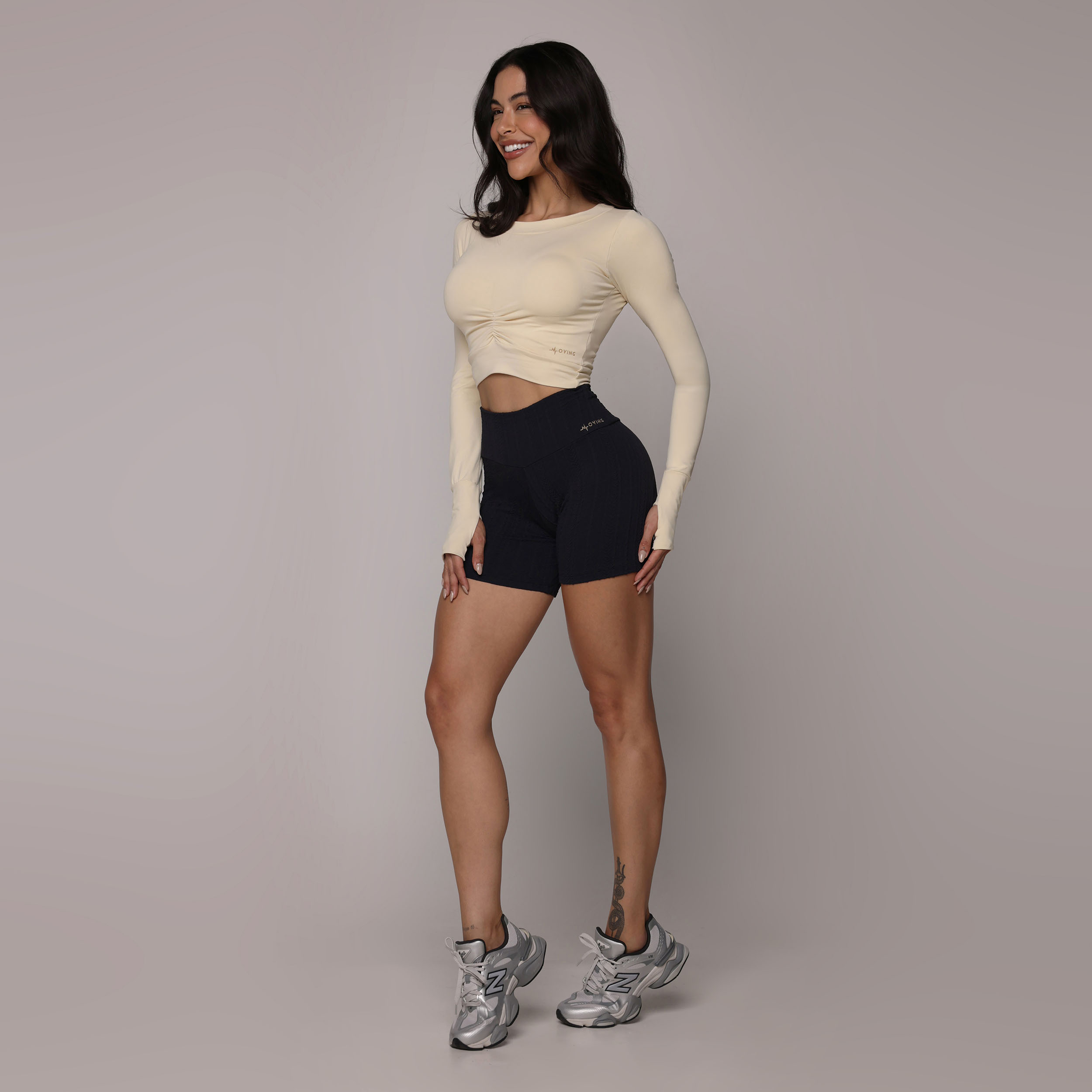 SHORT HEART JACQUARD BRAID PRETO - Imagem 3