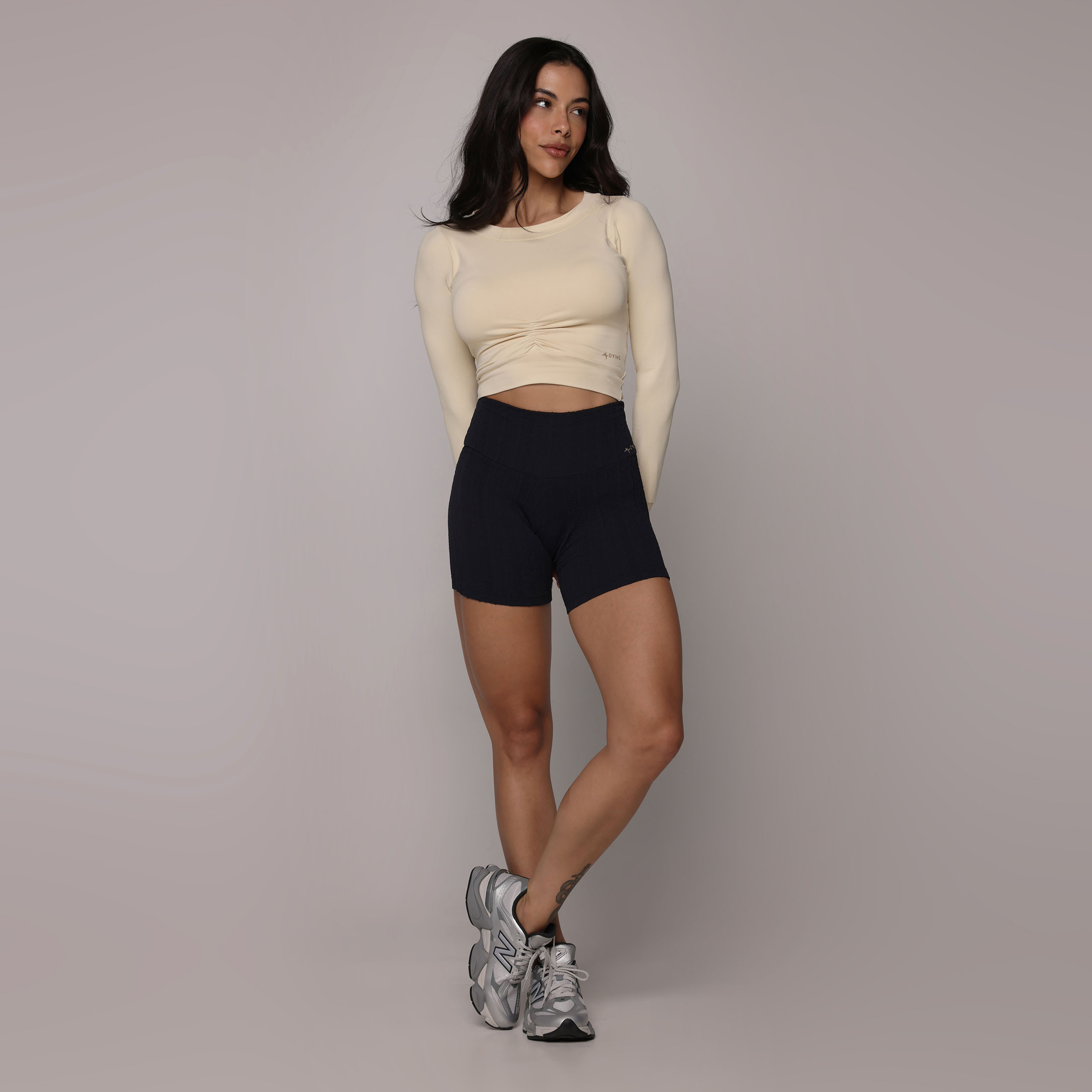 SHORT HEART JACQUARD BRAID PRETO - Imagem 6